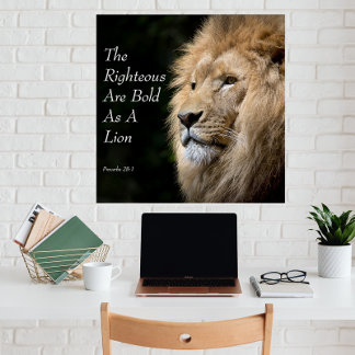 Christian Art, Lion, Proverbs 28-1 Photo Print