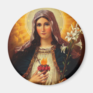 Christian Art of Sacred Heart of Jesus and Mary Magnet
