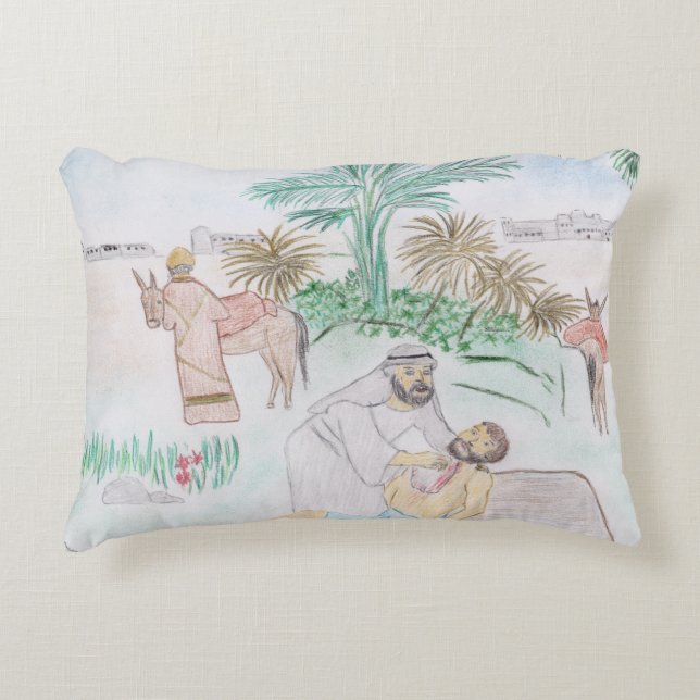 Christian Artwork The good Samaritan Accent Pillow (Front)