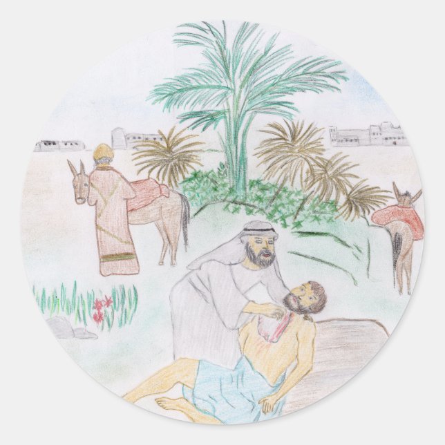 Christian Artwork The good Samaritan Classic Round Sticker (Front)