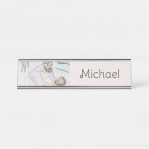 Christian Artwork The good Samaritan Desk Name Plate