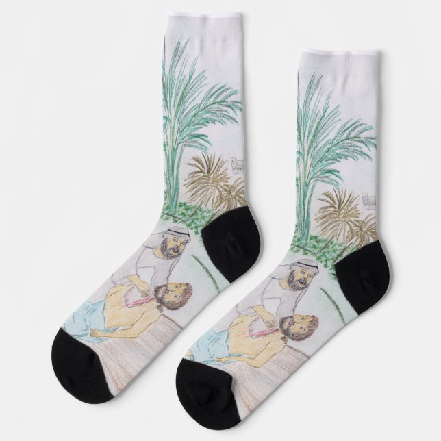 Christian Artwork The good Samaritan Socks (Left)