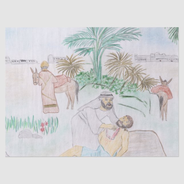 Christian Artwork The good Samaritan Tissue Paper (Front)