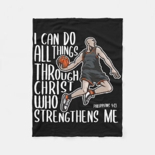 Christian Athlete Sketll Philippians Bible Christ  Fleece Blanket