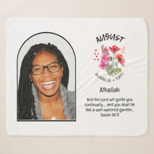Christian AUGUST Birth Month Flower NAME PHOTO Sherpa Blanket