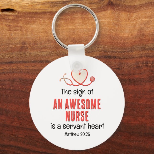Christian AWESOME NURSE SERVANT HEART Customizable Keychain (Front)