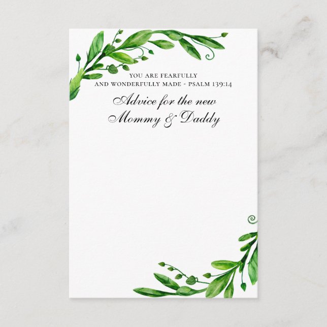 Christian Baby Shower | Advice for Mommy & Daddy Card (Front)