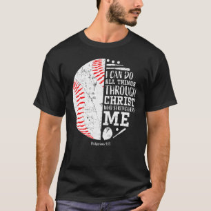Christian Baseball I Can Do All Things Religious V T-Shirt