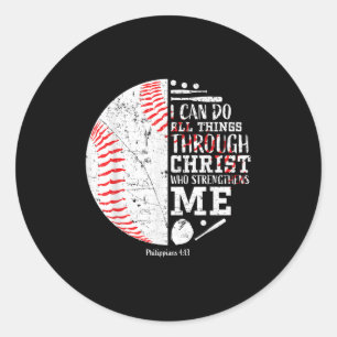 Christian Baseball Philipans 4_13 I Can Do All Thi Classic Round Sticker
