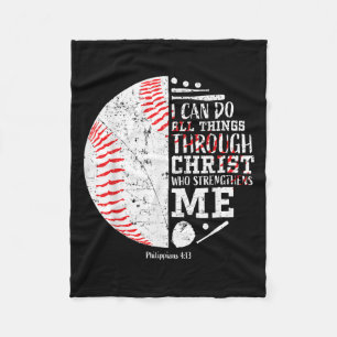 Christian Baseball Philipans 4_13 I Can Do All Thi Fleece Blanket