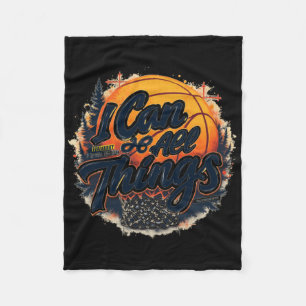 Christian Basketball Faith Over Fear Philippians 4 Fleece Blanket
