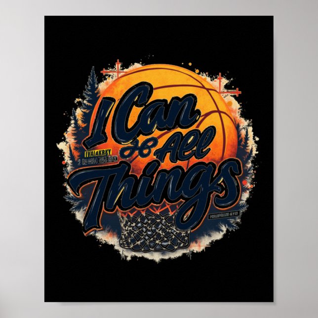 Christian Basketball Faith Over Fear Philippians 4 Poster (Front)