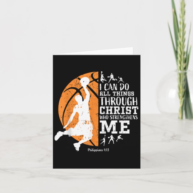 Christian Basketball I Can Do All Things Through C Card (Front)