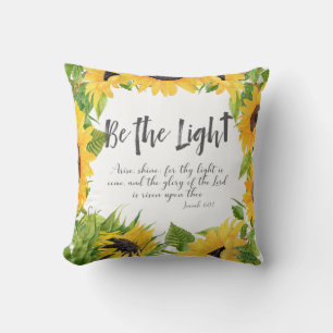 Christian Be the Light Sunflower Throw Pillow