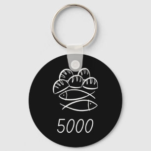 Christian Bible Jesus 2 Fishes 5 Breads Feed 5000 Keychain