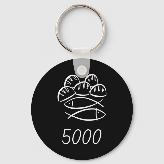 Christian Bible Jesus 2 Fishes 5 Breads Feed 5000  Keychain (Front)