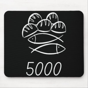 Christian Bible Jesus 2 Fishes 5 Breads Feed 5000 Mouse Pad