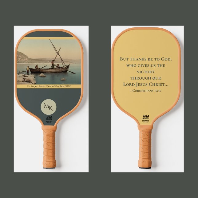 Christian Bible Jesus Religious Quote Monogram Pickleball Paddle (Pastor-appreciation Pickleball Paddles)
