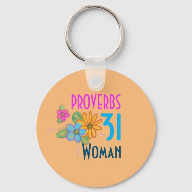 Christian Bible Scripture Floral PROVERBS 31 Woman Keychain (Front)