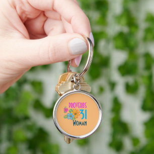 Christian Bible Scripture Floral PROVERBS 31 Woman Keychain