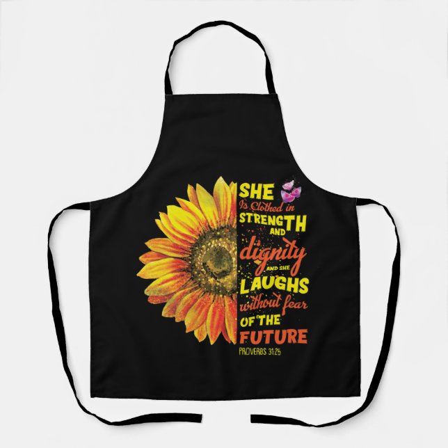Christian Bible Sunflower Scripture Religious Apron (Front)