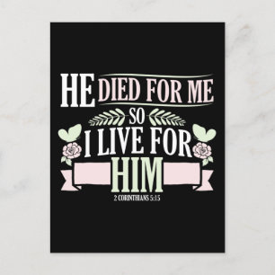 Christian Bible Verse 2 Corinthians 5:15 Holiday Postcard