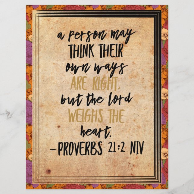 Christian Bible Verse Art Proverbs 21:2 (Front)