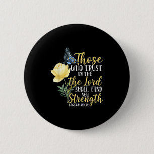 Christian Bible Verse Butterfly Rose Flower Isaiah 2 Inch Round Button