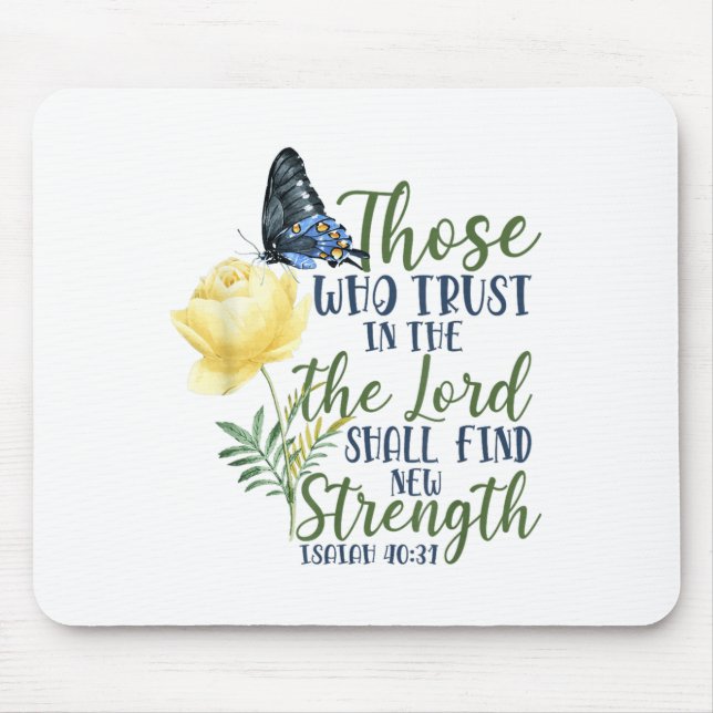 Christian Bible Verse Butterfly Rose Flower Isaiah Mouse Pad (Front)