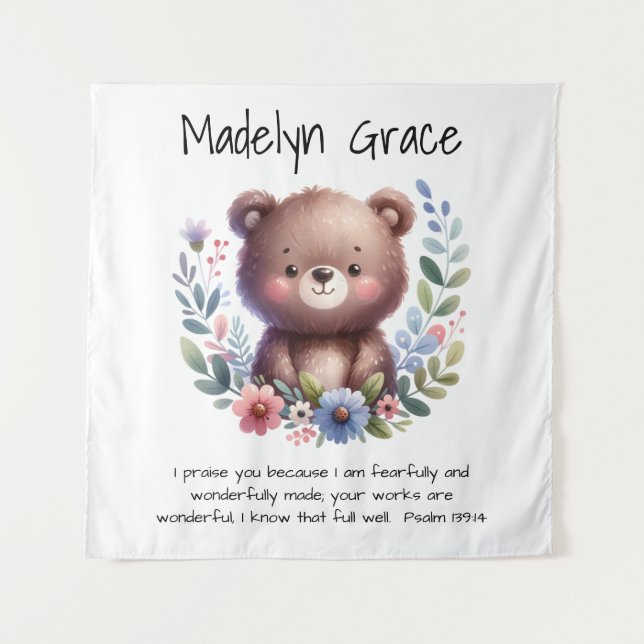 Christian Bible Verse Custom Baby Nursery Wall Tapestry (Front)