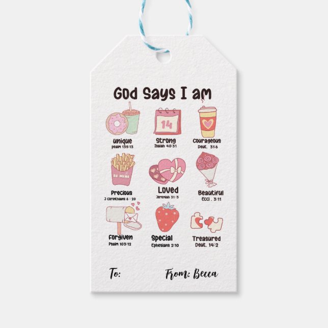 Christian Bible Verse Cute Valentine Gift Tag (Front)