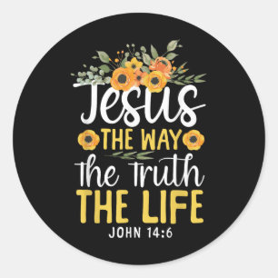 Christian Bible Verse Faith God Flower Jesus The W Classic Round Sticker