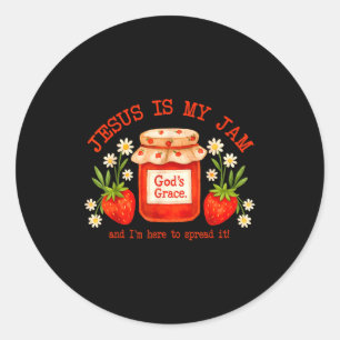 Christian Bible Verse Faith Strawberry Jesus Is My Classic Round Sticker