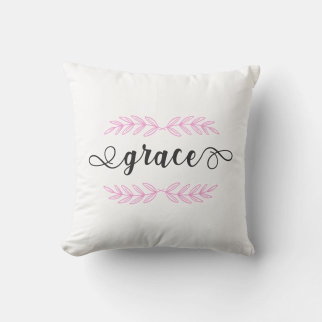 Christian Bible Verse Grace Throw Pillow (Front)