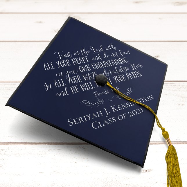 Christian Bible Verse Graduation Typography Cap Topper (Creator Uploaded)