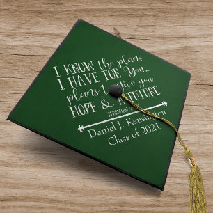 Christian Bible Verse Green Graduation Cap Topper