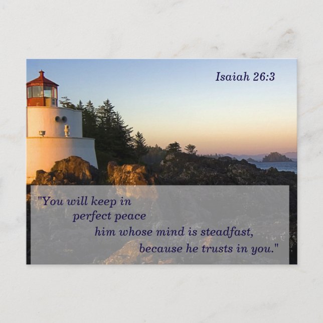 Christian Bible Verse Isaiah 26:3 Peace Postcard (Front)