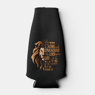 Christian Bible Verse Joshua 1:9 Lion Bottle Cooler