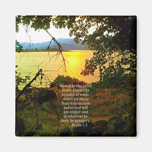 Christian Bible Verse Lake Landscape Creationarts Magnet (Front)