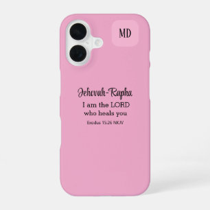 Christian Bible Verse Light Pink Monogram iPhone 16 Case