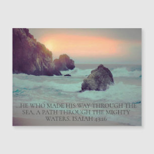 Christian Bible Verse Ocean Sunset Rocky Seashore