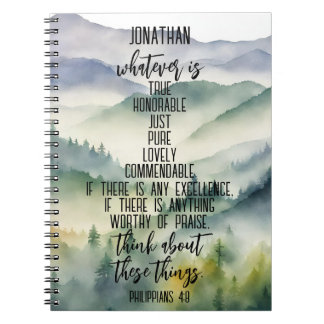 Christian Bible Verse Philippians 4 8 Landscape Notebook