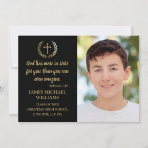 Christian Bible Verse Photo Black Graduation Announcement