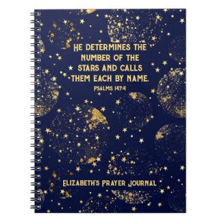 Christian Bible Verse Quote Celestial Stars Name Notebook