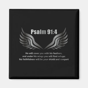 Christian Bible Verse Quote Psalm 91 4 Design On T Magnet