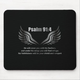 Christian Bible Verse Quote Psalm 91 4 Design On T Mouse Pad