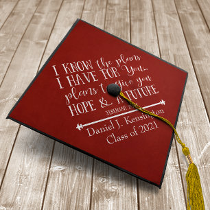 Christian Bible Verse Red Graduation Cap Topper