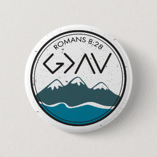 Christian Bible Verse Romans 8:28 God Is Greater 2 Inch Round Button