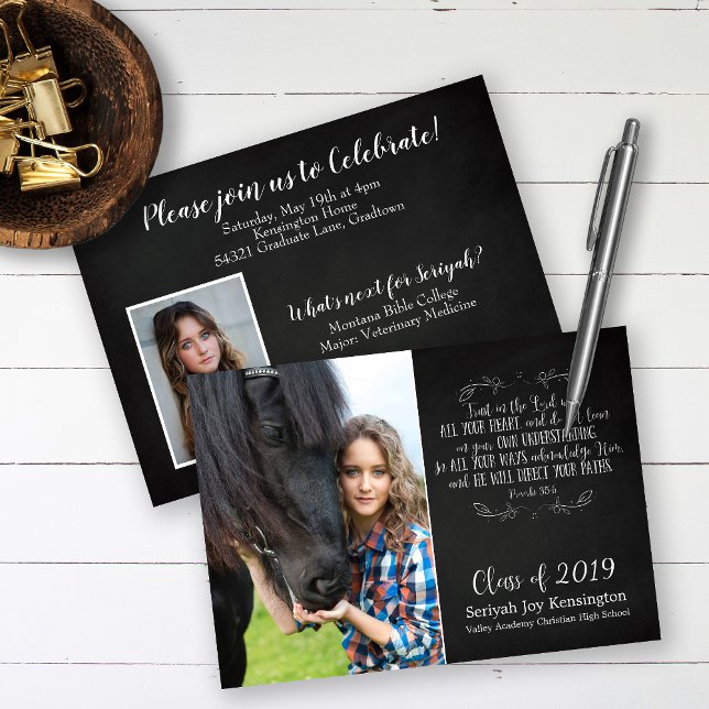 Christian Bible Verse Rustic Graduation Photo Invitation (Creator Uploaded)
