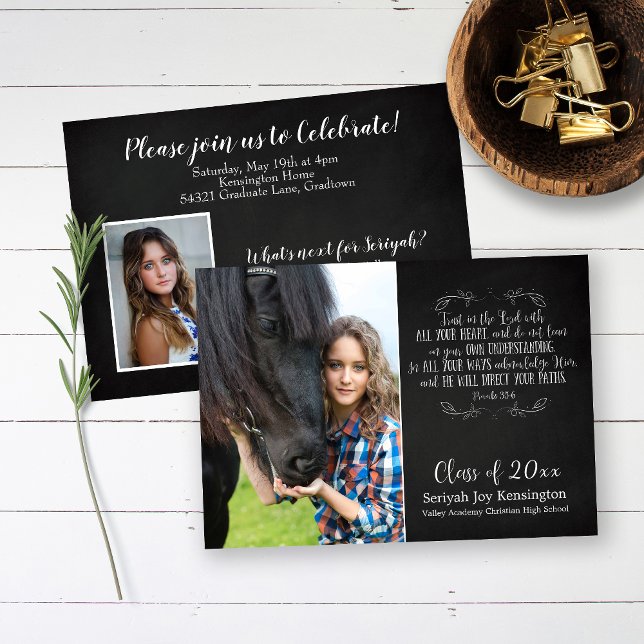 Christian Bible Verse Rustic Graduation Photo Invitation (Creator Uploaded)